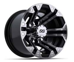 Show details for GTW® Specter 10x7 Black Machined Wheel (3:4 Offset) Center Cap Included Picture of GTW® Specter 10x7 Black Machined Wheel (3:4 Offset) Center Cap Included