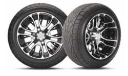 Show details for 215/40-12 C254 With 12x7 Inch Mercury Gloss Black Wheel, Driver Side Picture of 215/40-12 C254 With 12x7 Inch Mercury Gloss Black Wheel, Driver Side
