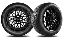 Show details for 12" athena gloss black and machined alloy wheel with 205/40-12 steel-belted radial tires Picture of 12" athena gloss black and machined alloy wheel with 205/40-12 steel-belted radial tires