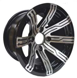 Show details for Omega, 12x7 Machined w/Black wheel with 3+4 offset Picture of Omega, 12x7 Machined w/Black wheel with 3+4 offset