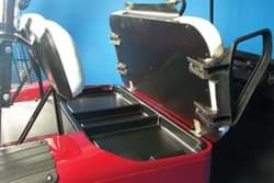 Show details for Black plastic under seat storage tray with large compartments Picture of Black plastic under seat storage tray with large compartments