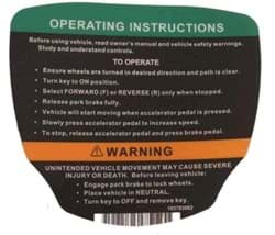 Show details for Operating instruction decal Picture of Operating instruction decal