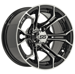 Show details for GTW® Spyder 12x7 Black with Machined Accents Wheel (3:4 Offset) Picture of GTW® Spyder 12x7 Black with Machined Accents Wheel (3:4 Offset)