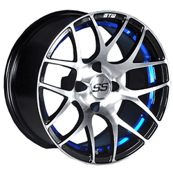 Show details for GTW® Pursuit 12x7 Machined/Blue Wheel (3:4 Offset) Picture of GTW® Pursuit 12x7 Machined/Blue Wheel (3:4 Offset)