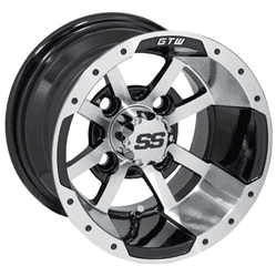 Show details for 10x7 GTW® Storm Trooper Wheel (Offset: 3:4 (ET -.25) Black Finish with Machined Accents, Center Cap Included Picture of 10x7 GTW® Storm Trooper Wheel (Offset: 3:4 (ET -.25) Black Finish with Machined Accents, Center Cap Included