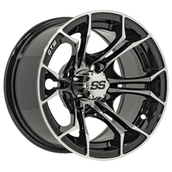 Show details for GTW® Spyder 14x7 Black with Machined Accents Wheel (3:4 Offset) Picture of GTW® Spyder 14x7 Black with Machined Accents Wheel (3:4 Offset)