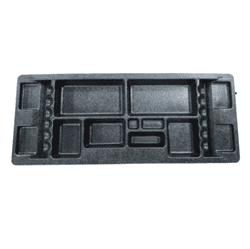 Show details for Black plastic under seat storage trays with small compartments Picture of Black plastic under seat storage trays with small compartments
