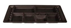 Show details for Black plastic under seat storage trays with small compartments Picture of Black plastic under seat storage trays with small compartments