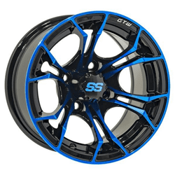 Show details for GTW® Spyder 12x7 Black with Blue Accents Wheel (3:4 Offset) Picture of GTW® Spyder 12x7 Black with Blue Accents Wheel (3:4 Offset)