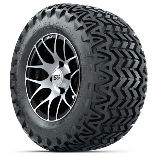 Picture of Set of (4)  12” GTW Pursuit Black/Machined Wheels with Predator All-Terrain Tires, 23x10.5-12
