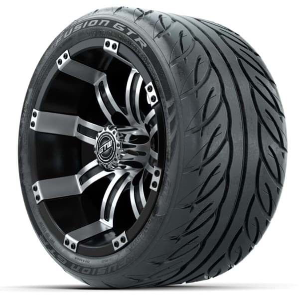 Picture of Set of (4)  12” GTW Tempest Black/Machined Wheels with Fusion GTR Street Tires, 215/40-R12