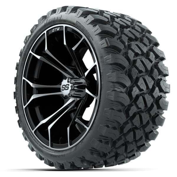 Picture of Set of (4) 15" GTW Spyder Machined/Black Wheels with 23x10-R15 Nomad All-Terrain Tires