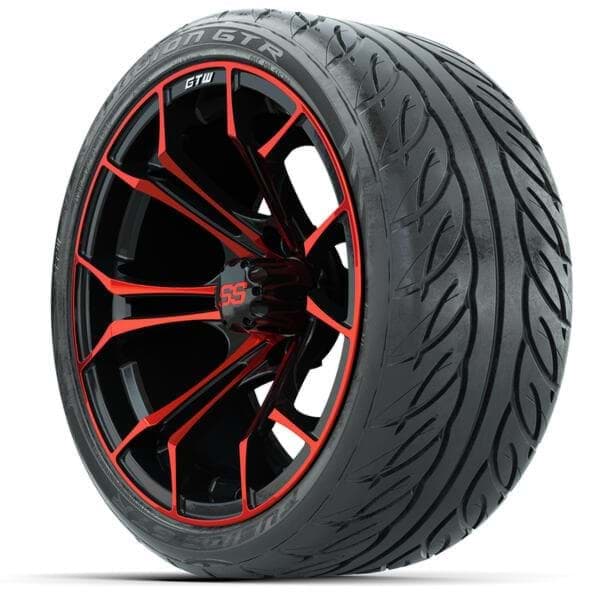 Picture of Set of (4) 15" GTW Spyder Red/Black Wheels with 215/40-R15 Fusion GTR Street Tires