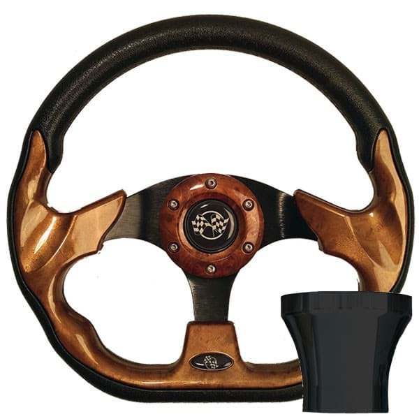 Picture of Woodgrain Racer Steering Wheel Black Adapter Kit
