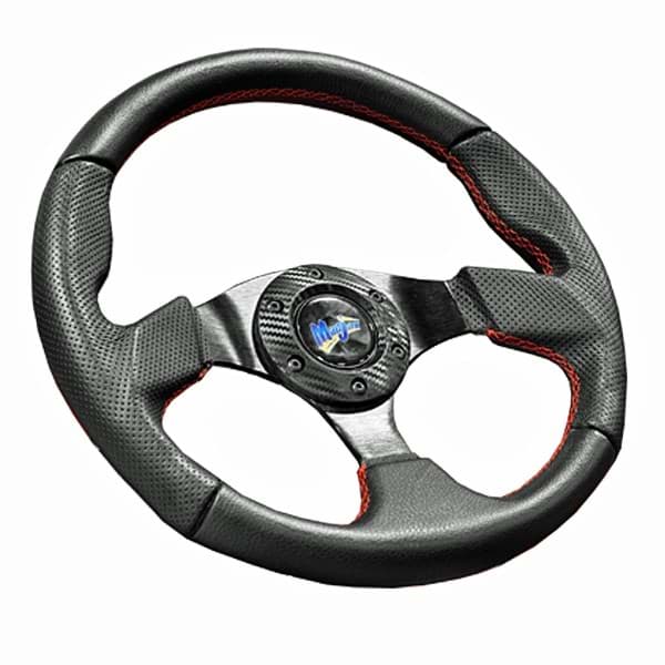 Picture of Madjax burnout automotive style steering wheel with red stitched accents
